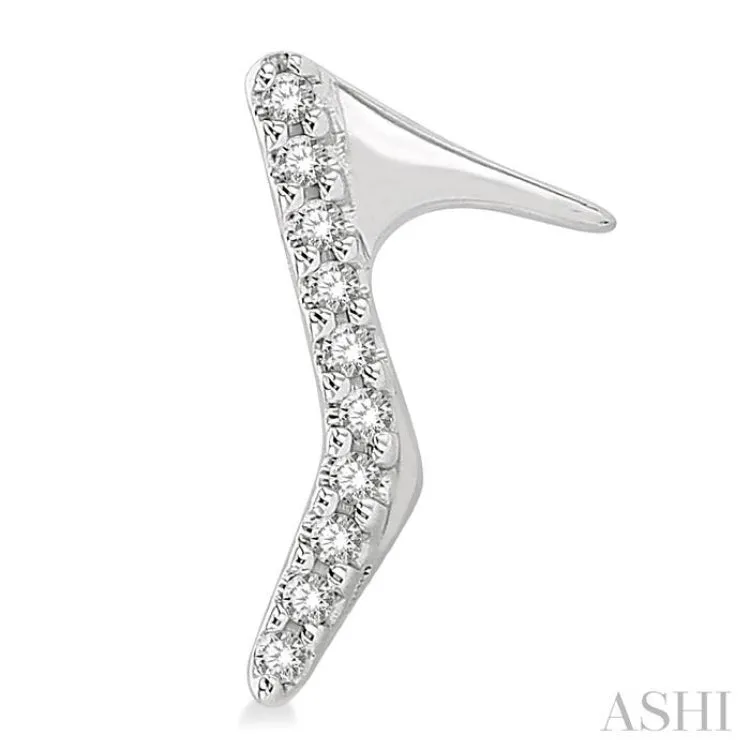 1/20 ctw Petite High Heel Pumps Round Cut Diamond Fashion Stud Earring in 10K White Gold