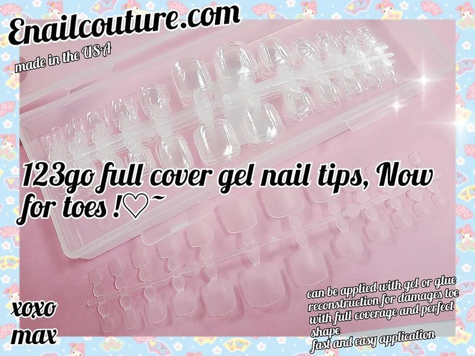 123 Go! Nail KIT (Soft Gel Full Cover Tips Kit for Soak Off Nail Extensions, Jelly Tips False Press on Nails)