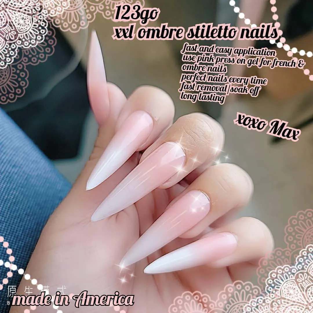 123 Go! Nail KIT (Soft Gel Full Cover Tips Kit for Soak Off Nail Extensions, Jelly Tips False Press on Nails)