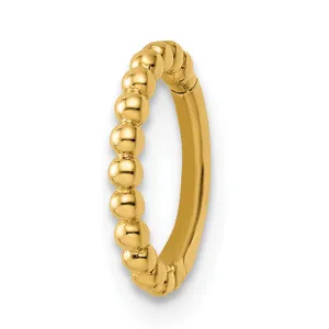 14k Yellow Gold  14 Gauge Beaded Cartilage Ring