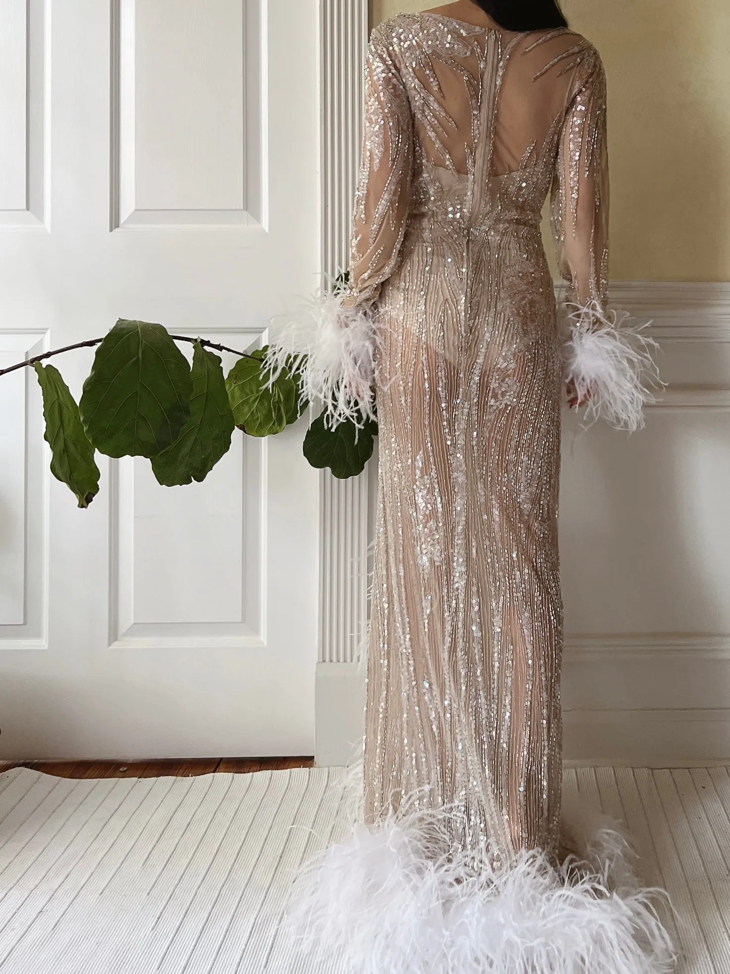 1980s Bob Mackie Sheer Beaded Gown - M