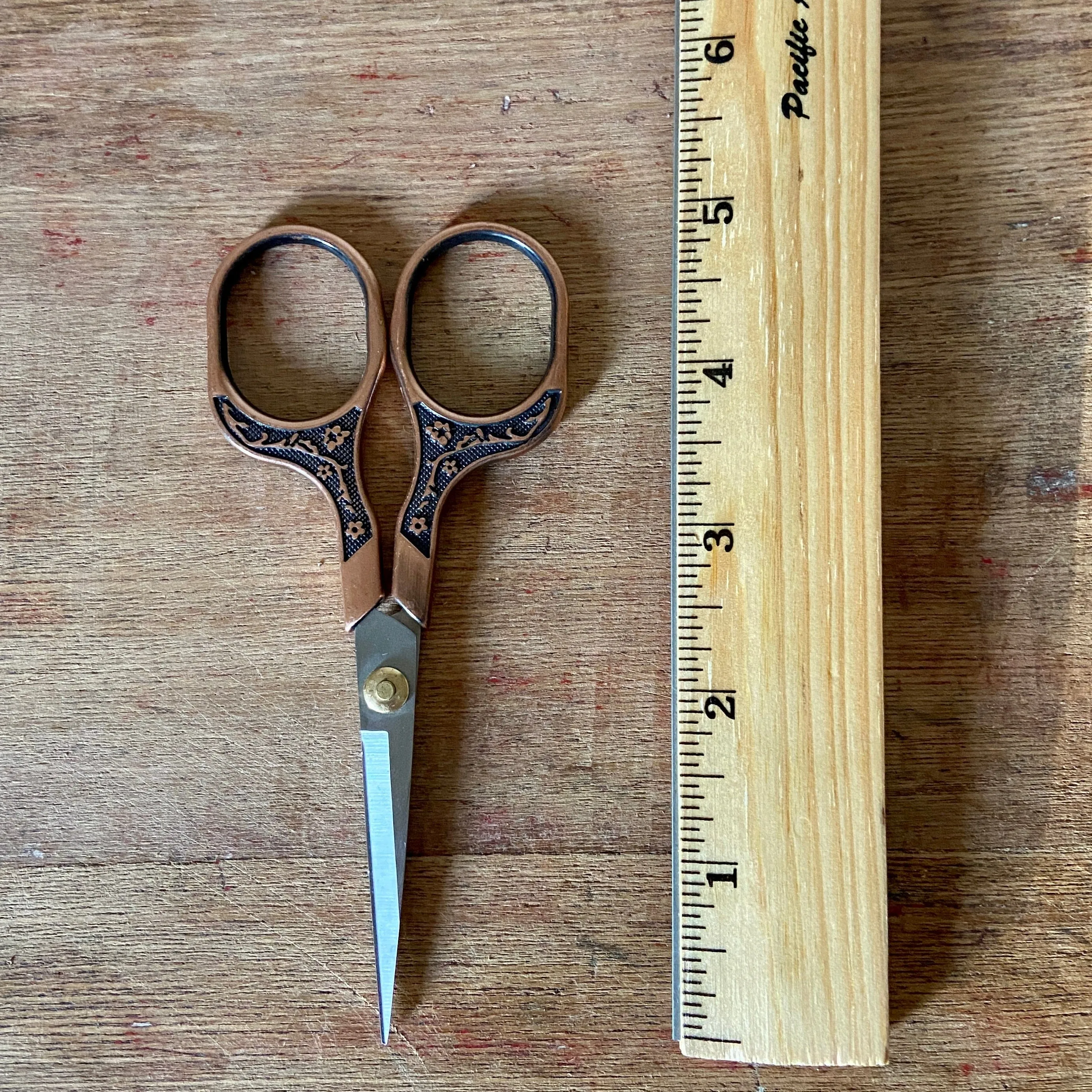 5" Floral Embossed Embroidery Scissors Red Copper