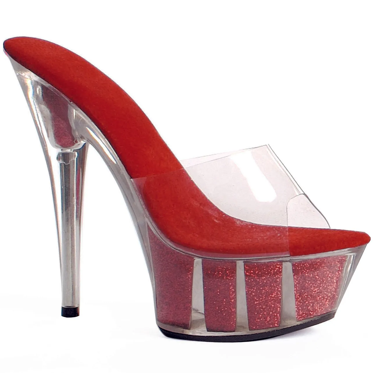 6 Pointed Stiletto Mule With Glitter In Platform