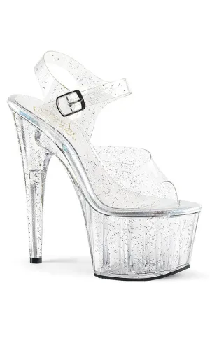 ADORE-708MMG Clear Glitter Platform Heels