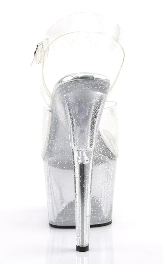 ADORE-708MMG Clear Glitter Platform Heels