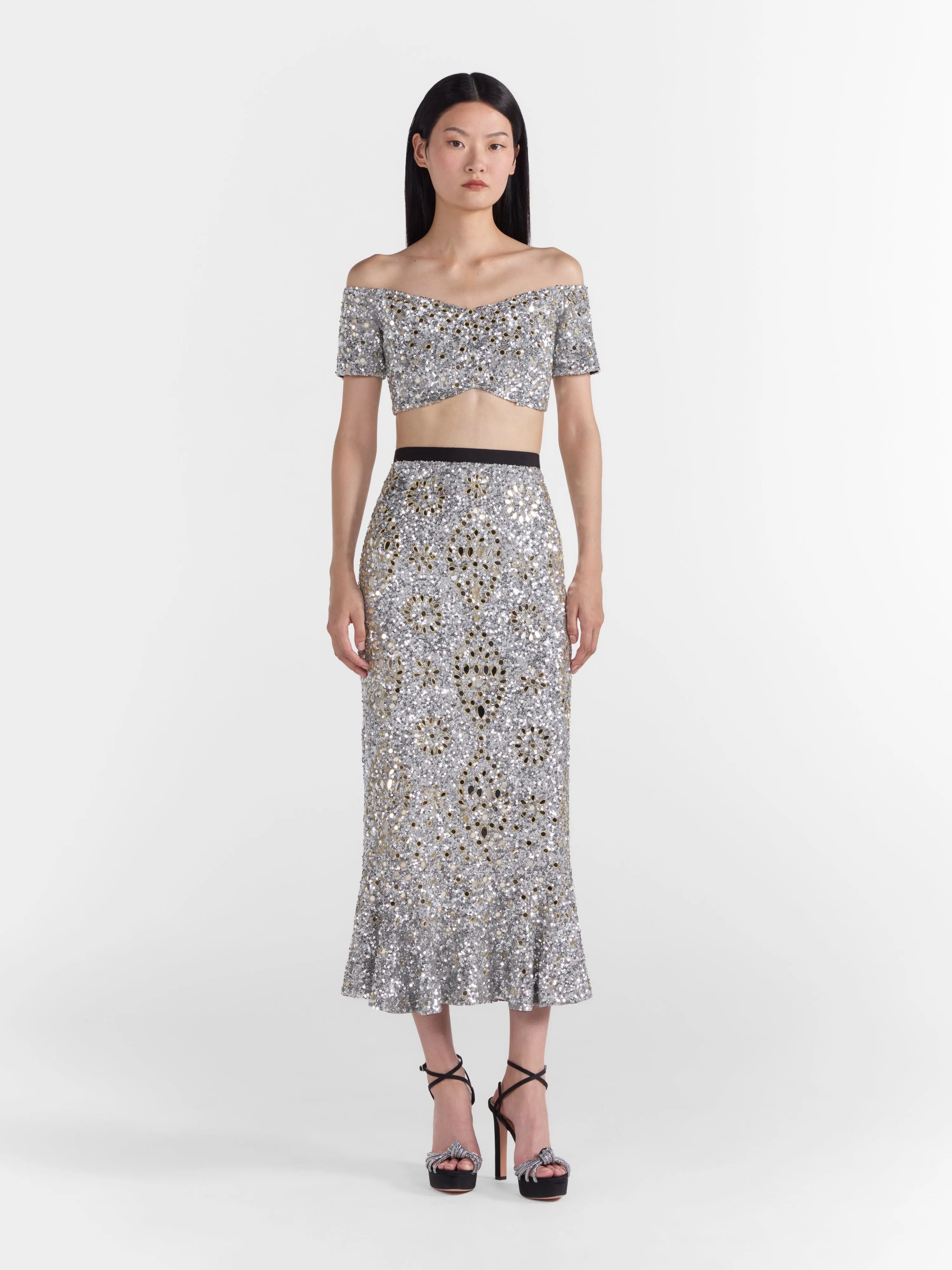 Aidan Skirt in Silver Sequin