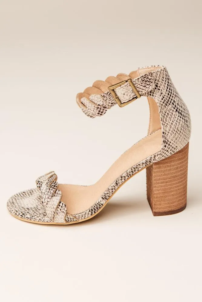 Alisa Braided Heels in Snake Print