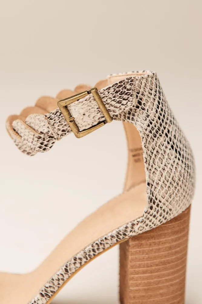 Alisa Braided Heels in Snake Print