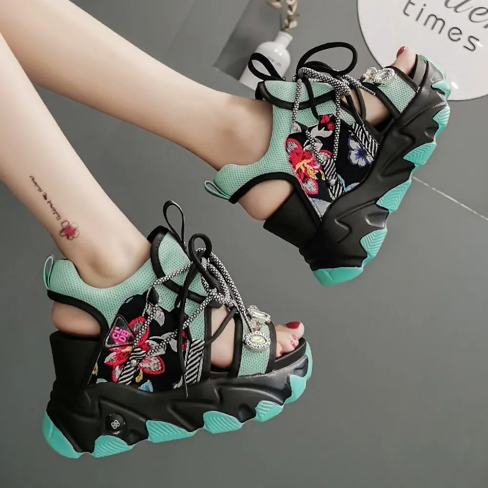 Amozae- Brand 2024 New Lady Platform Chunky Sandals Lace Up Buckle Punk  Cool Women's Sandals Open Toe Casual Summer Sports Shoes