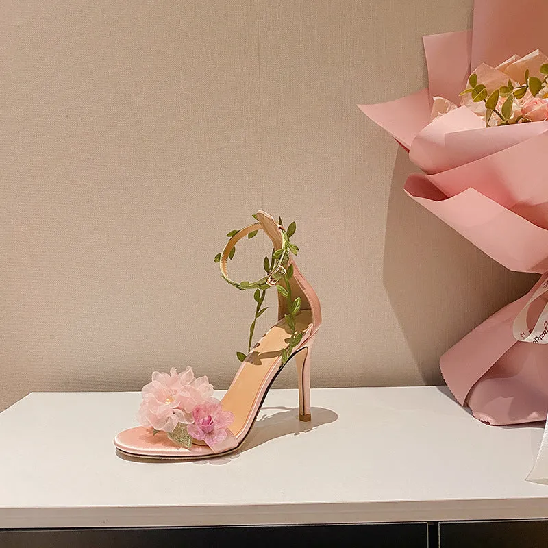 Amozae-Chiffon Floral High Heels