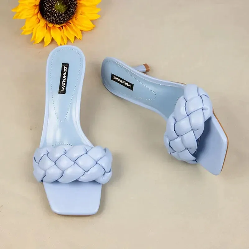 AMOZAE-- Solid Design Heel Sandals with Thin Heels