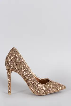 Anne Michelle Glitter Pointy Toe Stiletto Pump