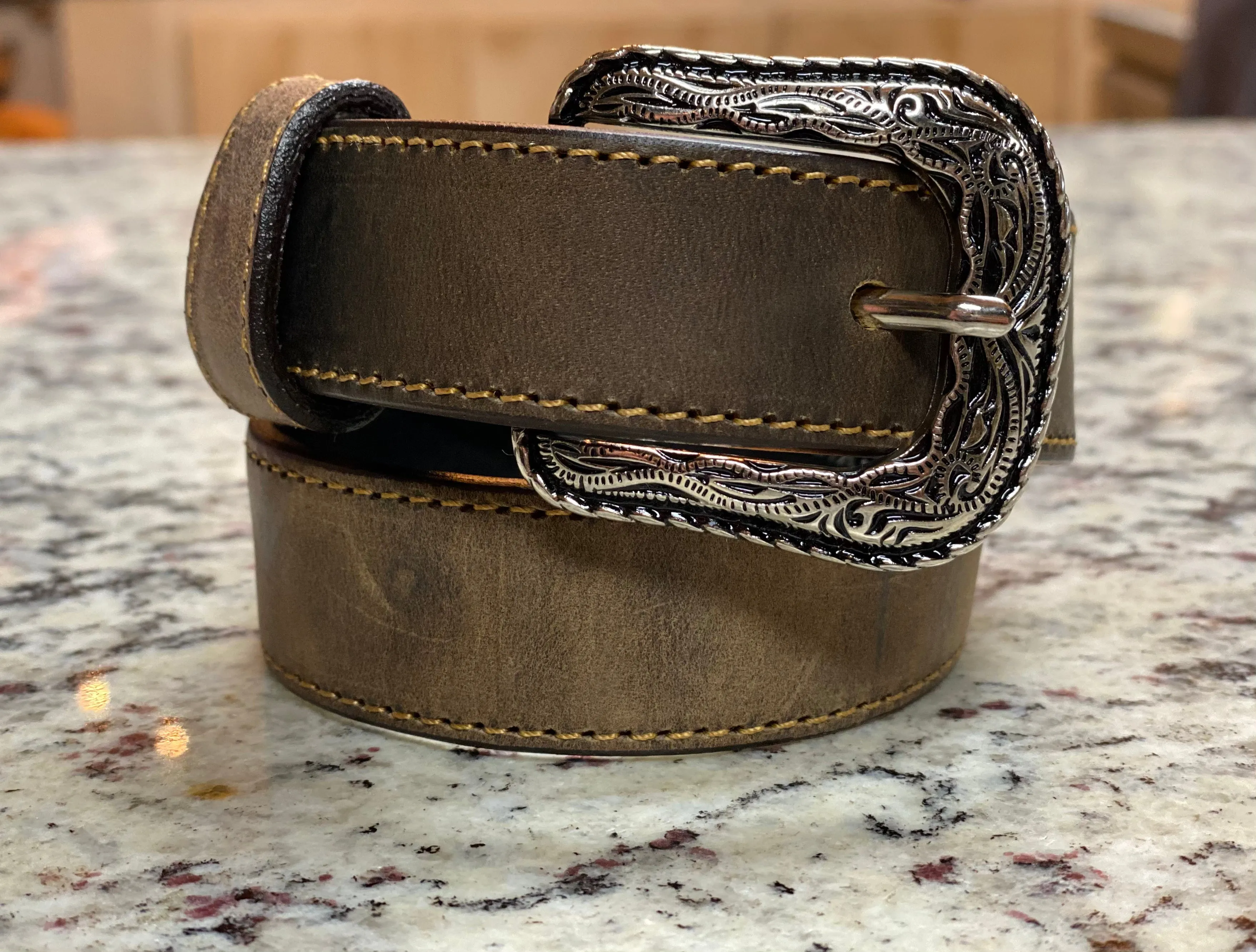 B1033 - Rockin Leather - Distressed Chocolate Brown - Kids Belt