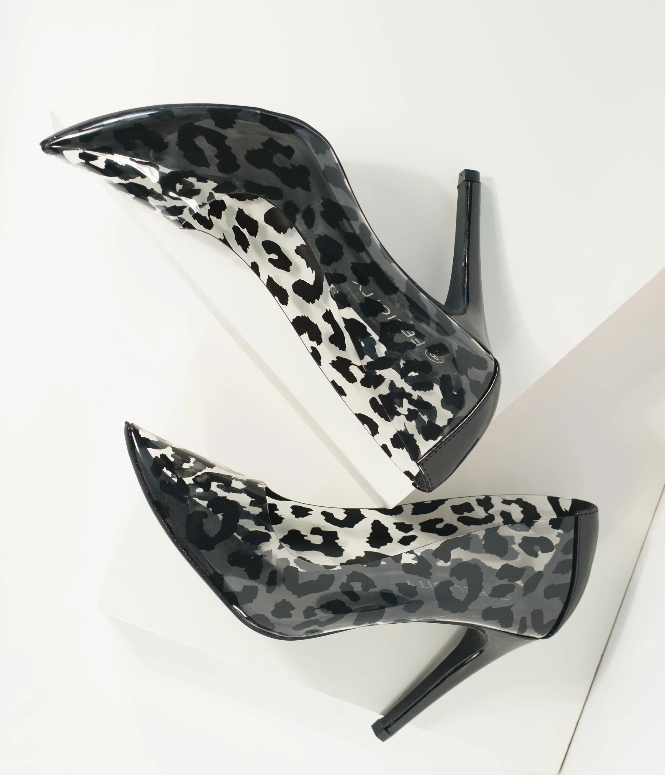 Black & Clear Leopard High Heel Pumps