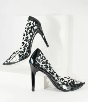 Black & Clear Leopard High Heel Pumps