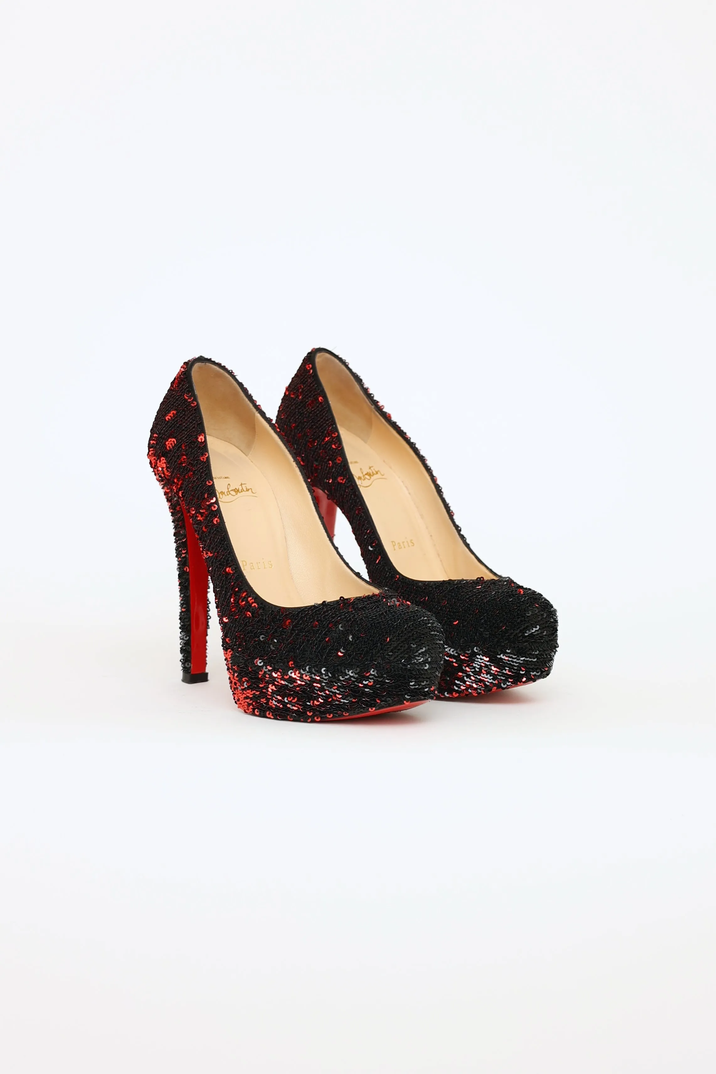 Black & Red Sequin Bianca Pumps