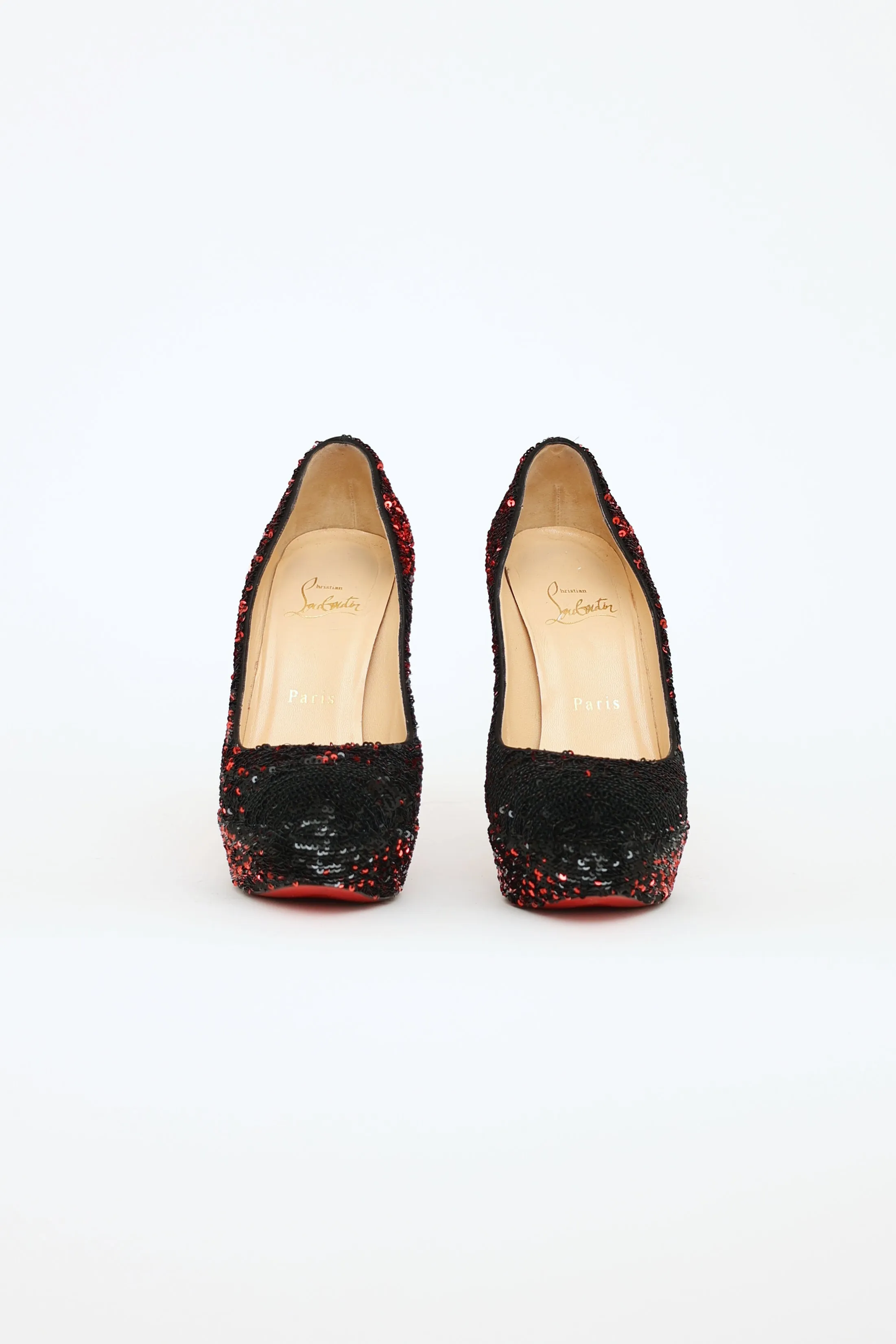 Black & Red Sequin Bianca Pumps