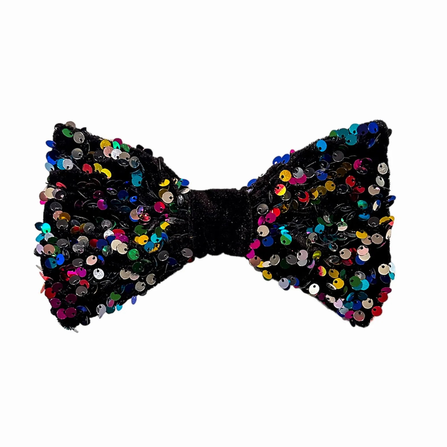 Black Velvet Colorful Sequin Hair Bow