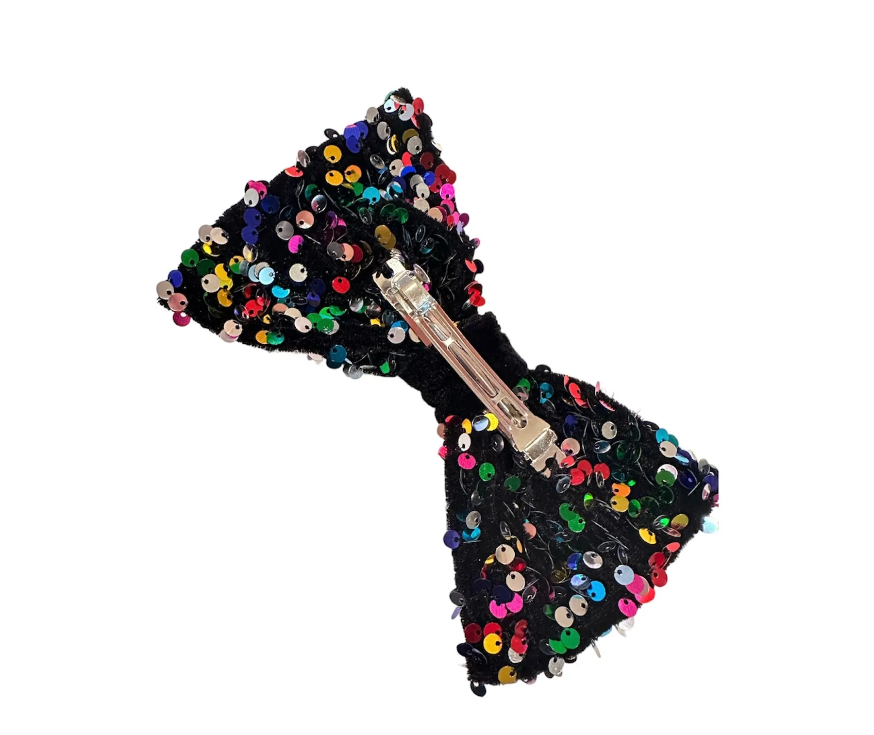 Black Velvet Colorful Sequin Hair Bow