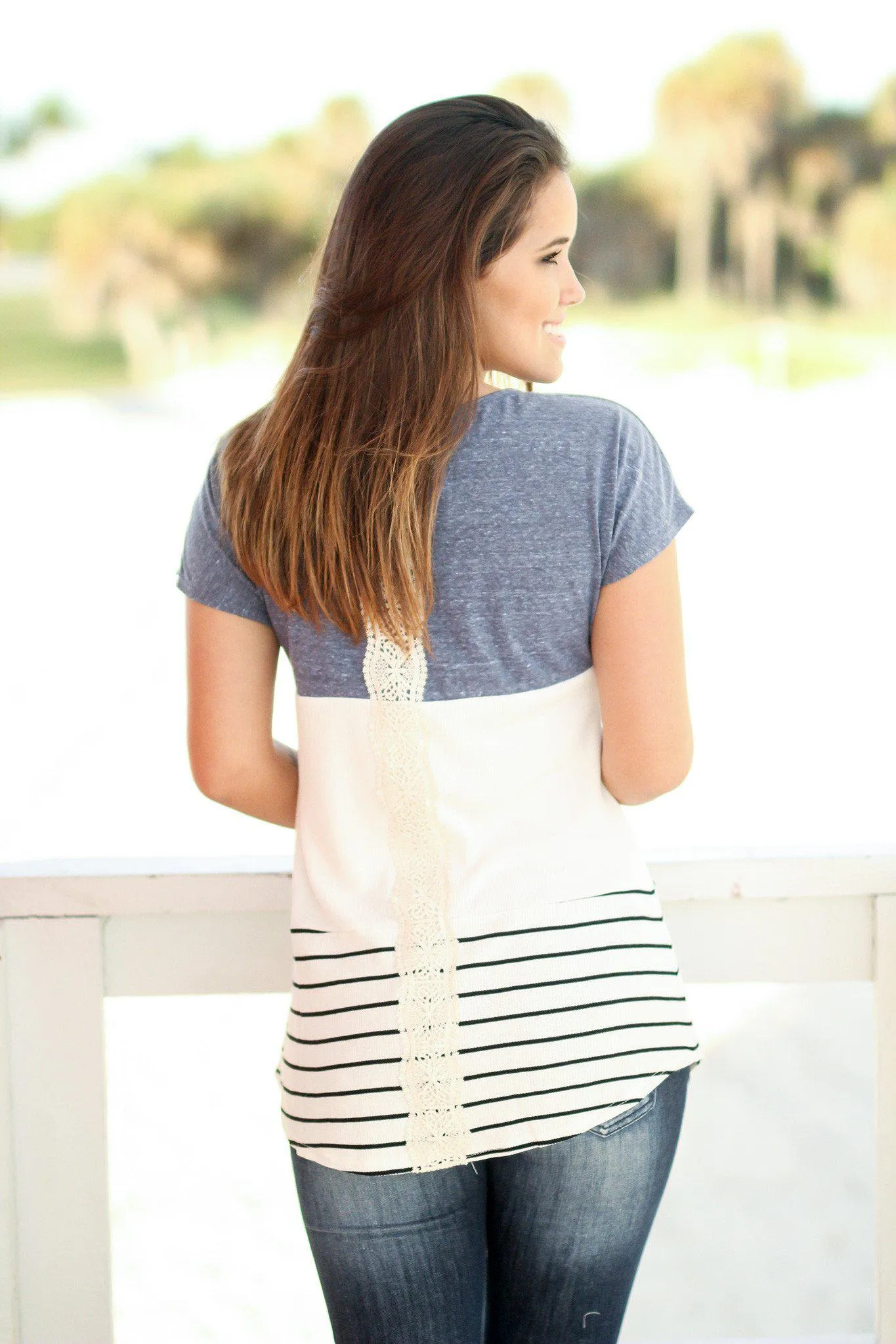 Blue Color Blocked Top