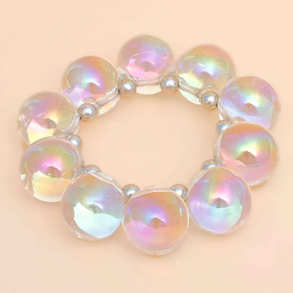 Bracelet Clear Iridescent Bubble Ball Bead