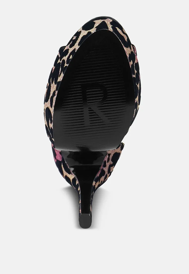 BRIGITTE Pink Leopard Print Peep toe Stiletto Sandal