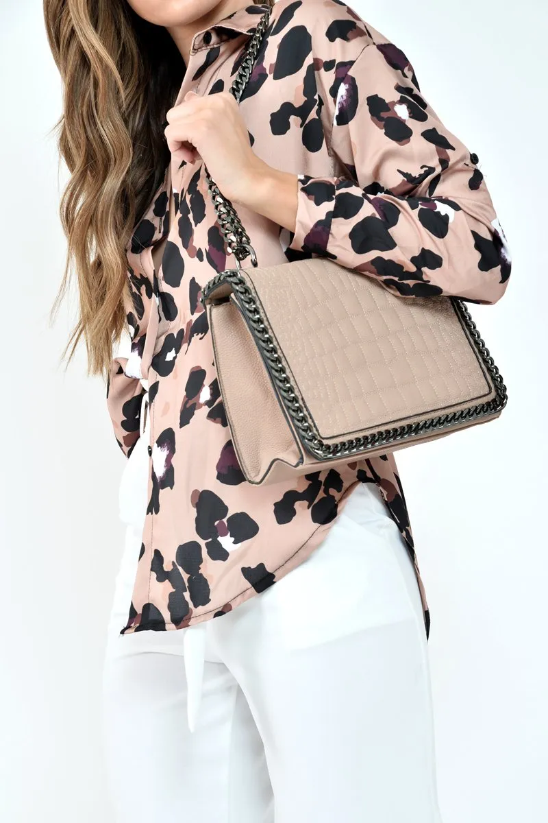 Brown Leopard Print Satin Shirt - Ivani