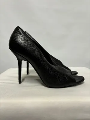 Burberry Black Leather Open Toed Heels UK 7