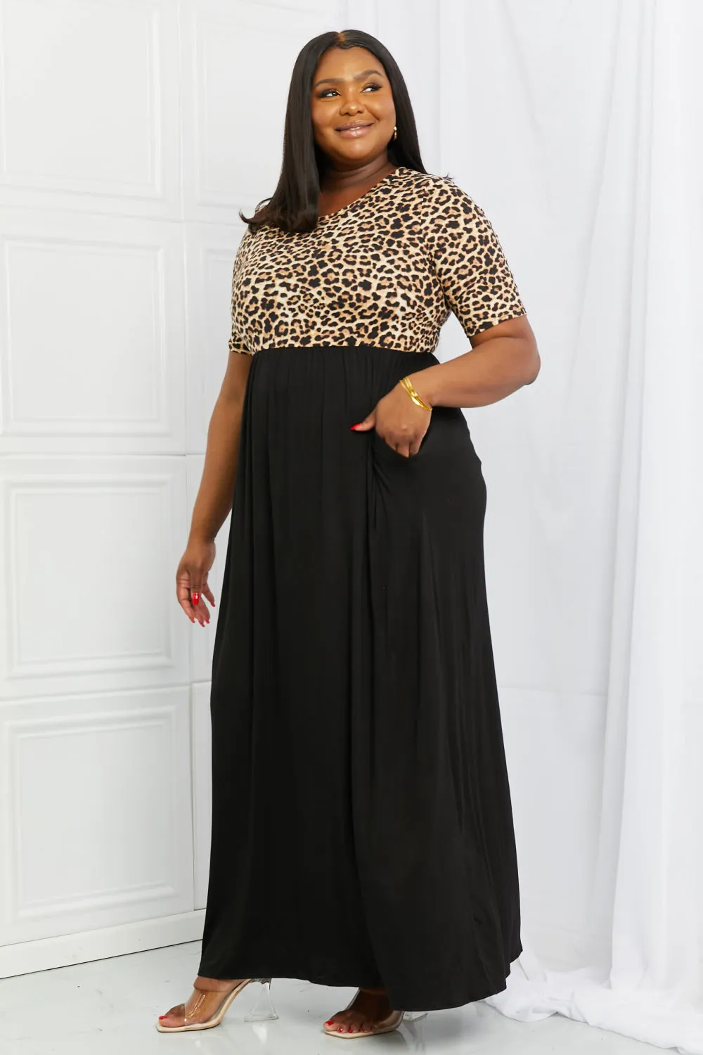 Celeste Essential Full Size Maxi Dress in Leopard