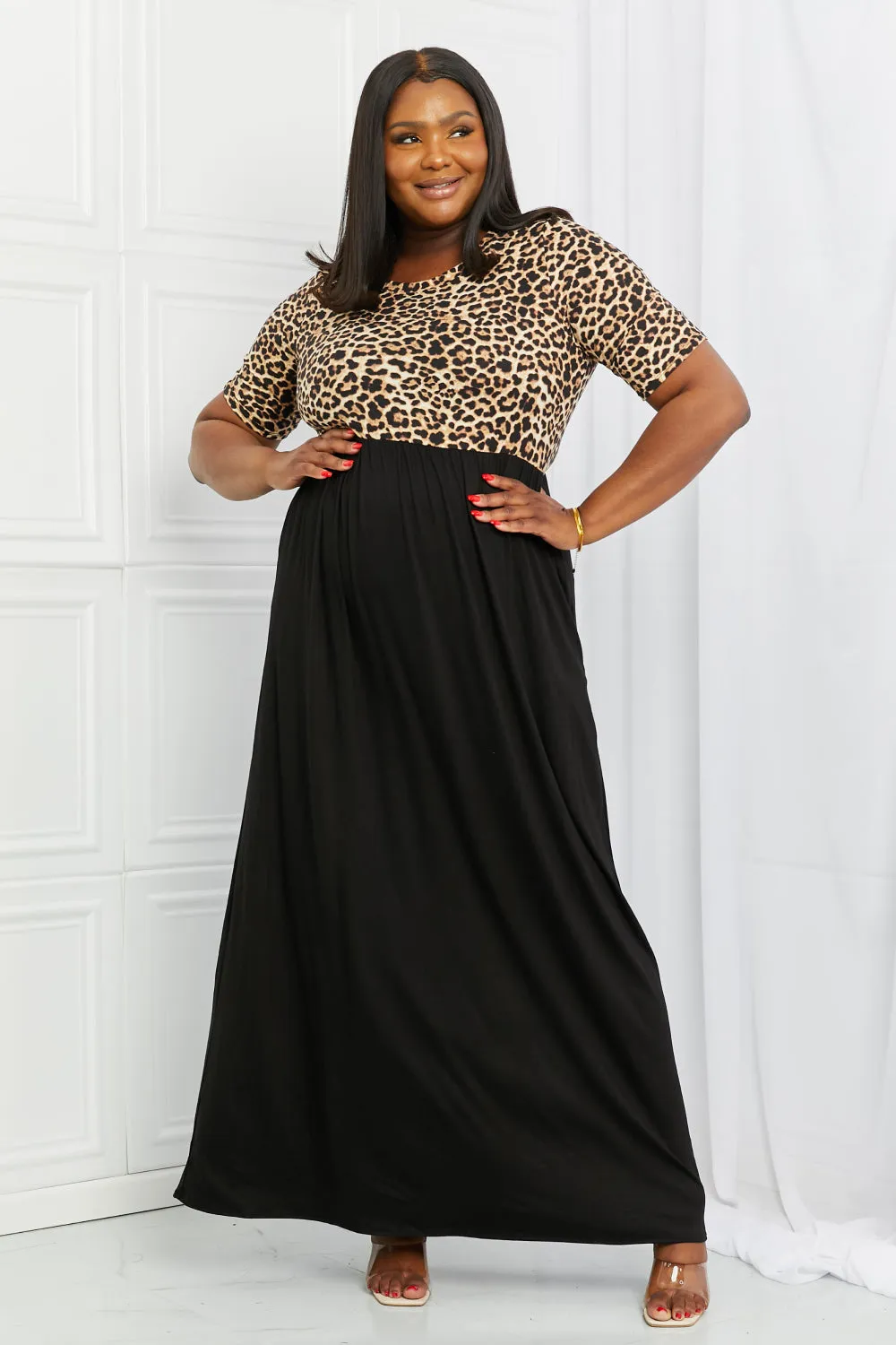 Celeste Essential Full Size Maxi Dress in Leopard