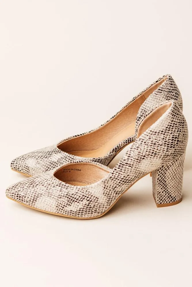 Celeste Open Side Heel in Snake Print