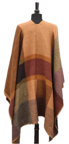 Color Blocked Ruana - Camel/Brown