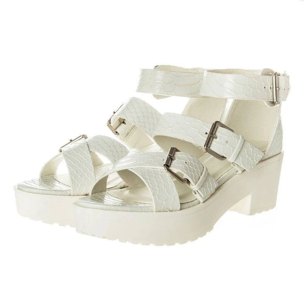 Dalmatians?ÿ Medium Blocked Heel  Cleated Sole Ankle Strap Sandal