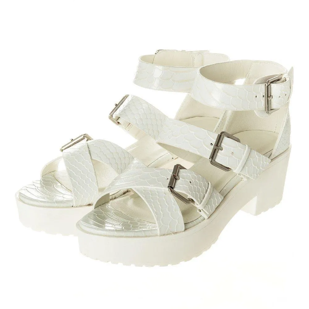 Dalmatians?ÿ Medium Blocked Heel  Cleated Sole Ankle Strap Sandal