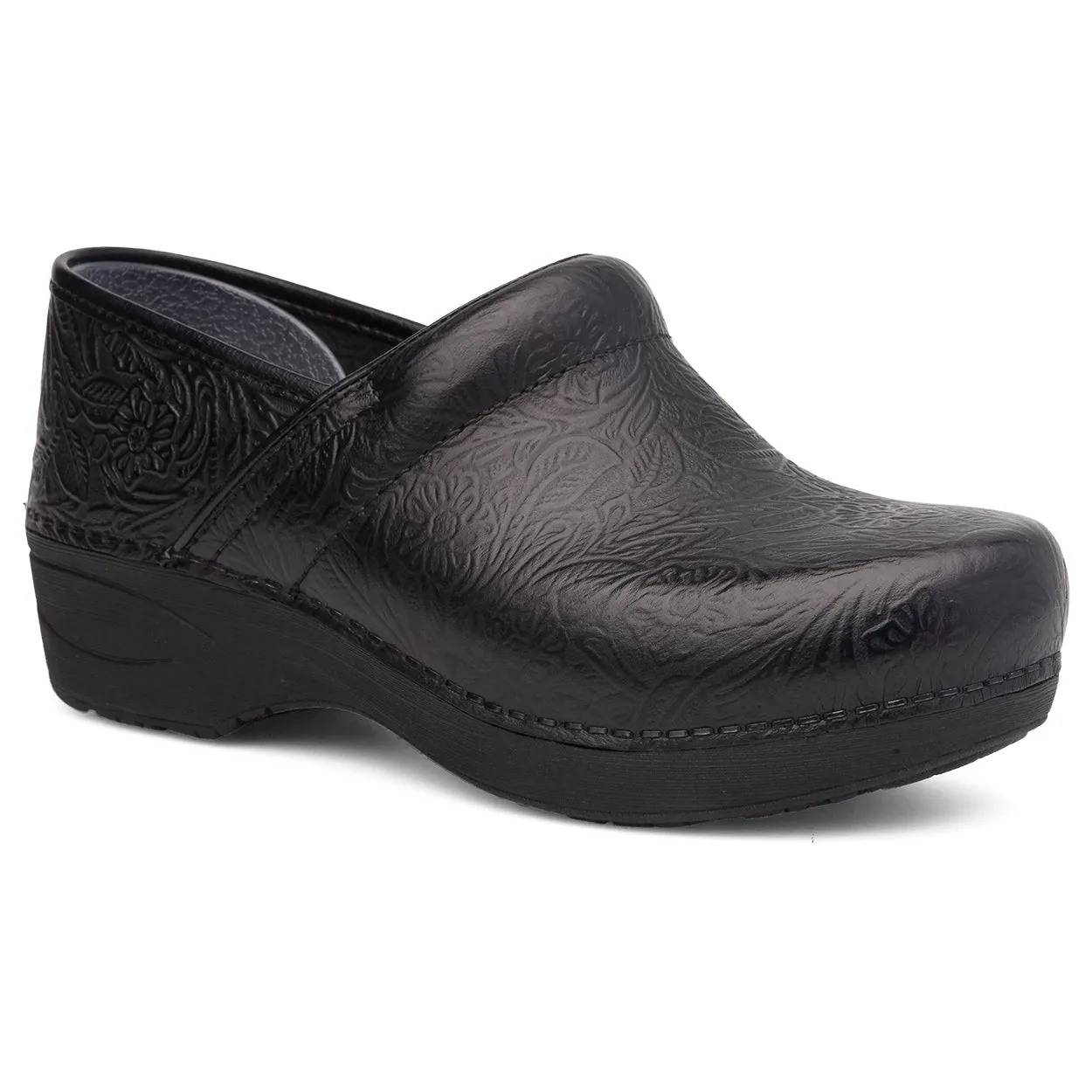 Dansko XP 2.0 Clog - Black Floral Tooled Leather