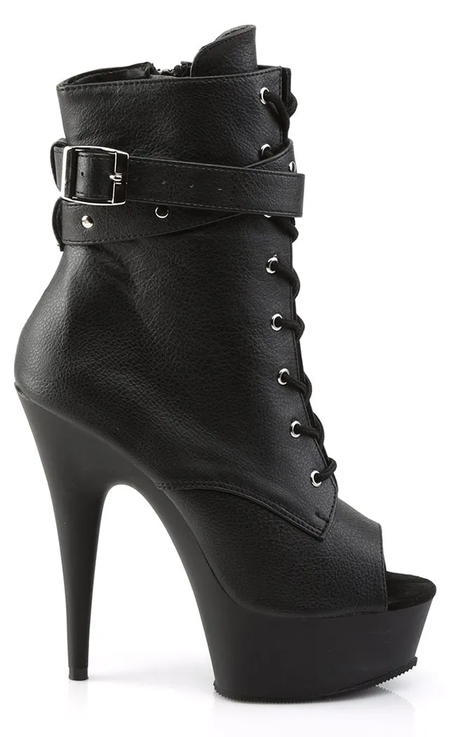 DELIGHT-1033 Black Vegan Leather Ankle Boots [In Stock]