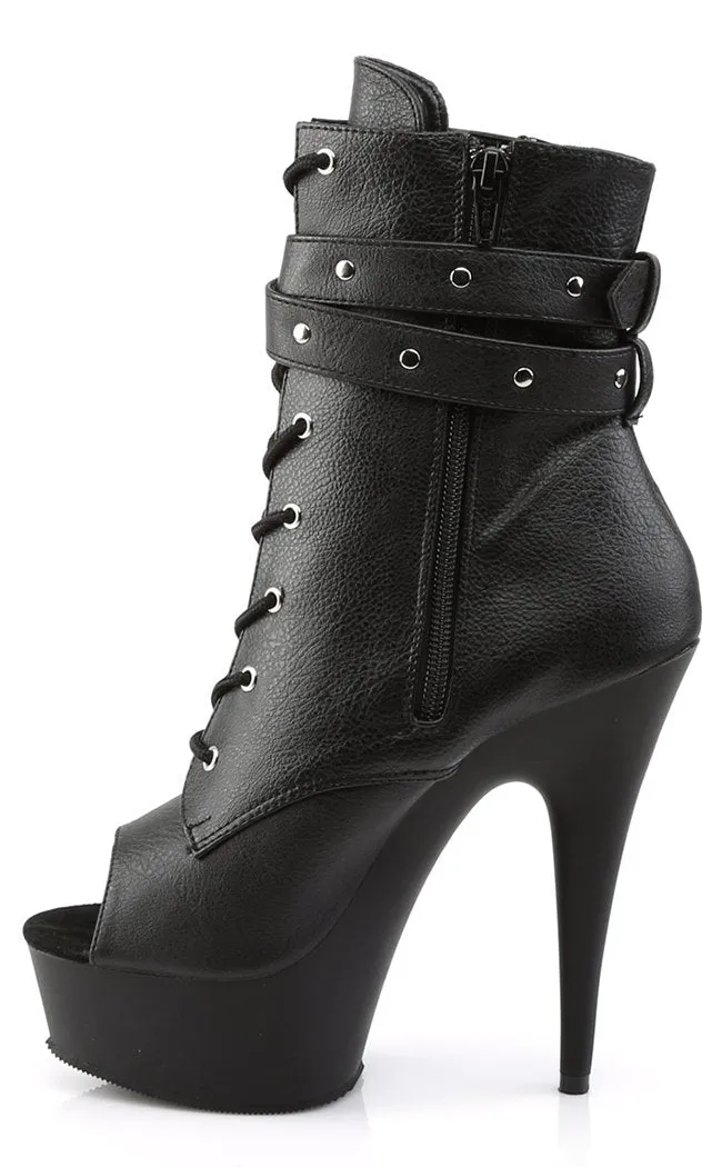 DELIGHT-1033 Black Vegan Leather Ankle Boots [In Stock]