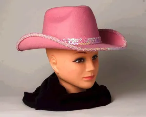 Deluxe Cowgirl Hat Pink with Silver Sequins