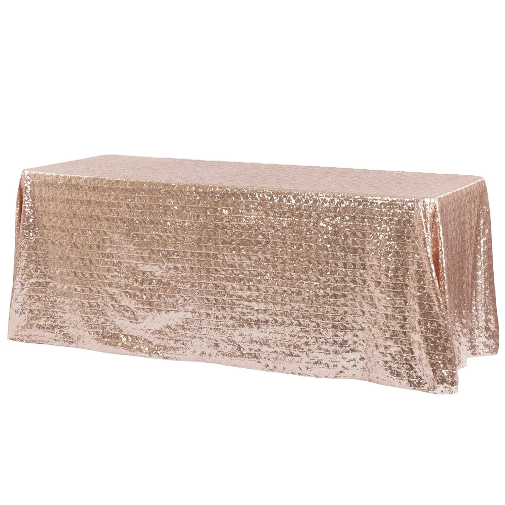 Diamond Glitz Sequin Rectangular Tablecloth 90"x156" - Blush/Rose Gold