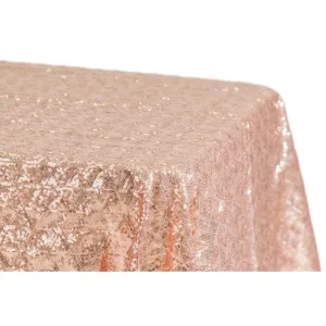 Diamond Glitz Sequin Rectangular Tablecloth 90"x156" - Blush/Rose Gold