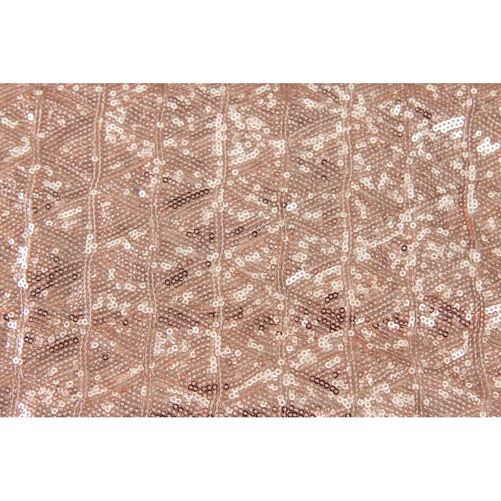 Diamond Glitz Sequin Rectangular Tablecloth 90"x156" - Blush/Rose Gold