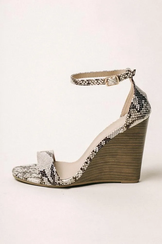 Donya Wedges in Snake Print - FINAL SALE