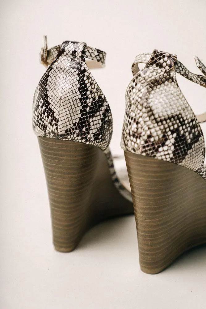 Donya Wedges in Snake Print - FINAL SALE