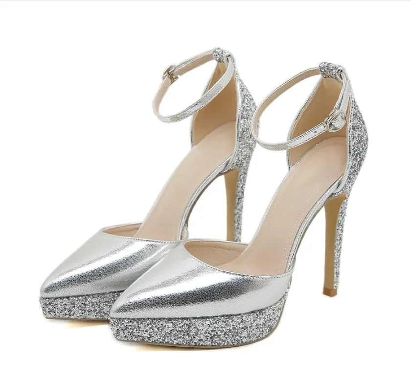 Elegant Hollow Sparkling Sequins for Women Single Shoes