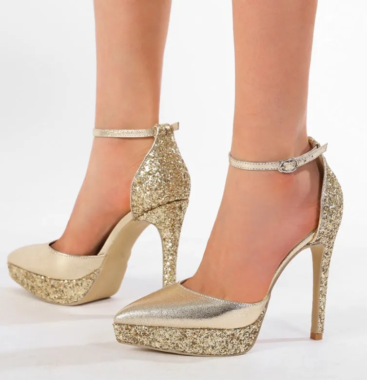 Elegant Hollow Sparkling Sequins for Women Single Shoes