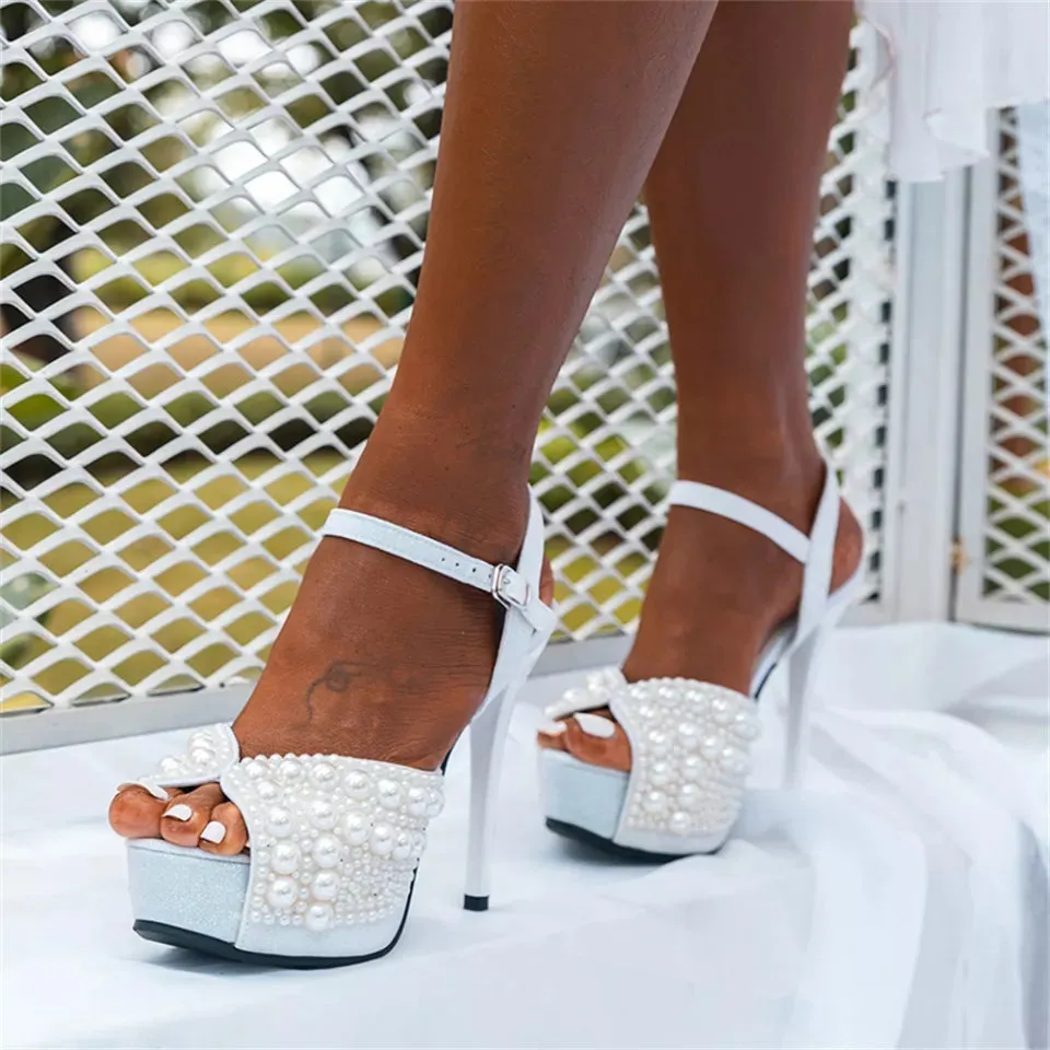 Elegant Pearl wedding bridal Sandals