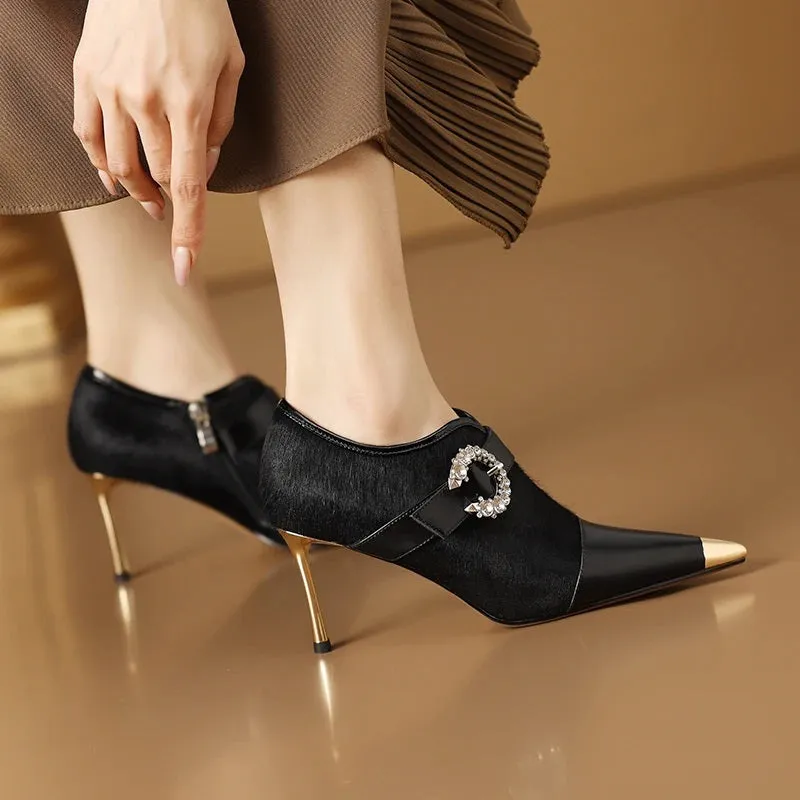 Elevated Elegance Buckle Design Pointed Heels