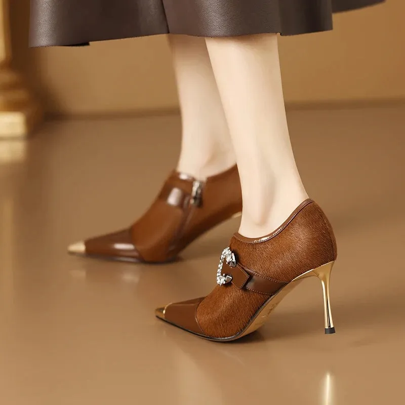 Elevated Elegance Buckle Design Pointed Heels