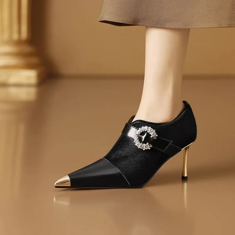 Elevated Elegance Buckle Design Pointed Heels