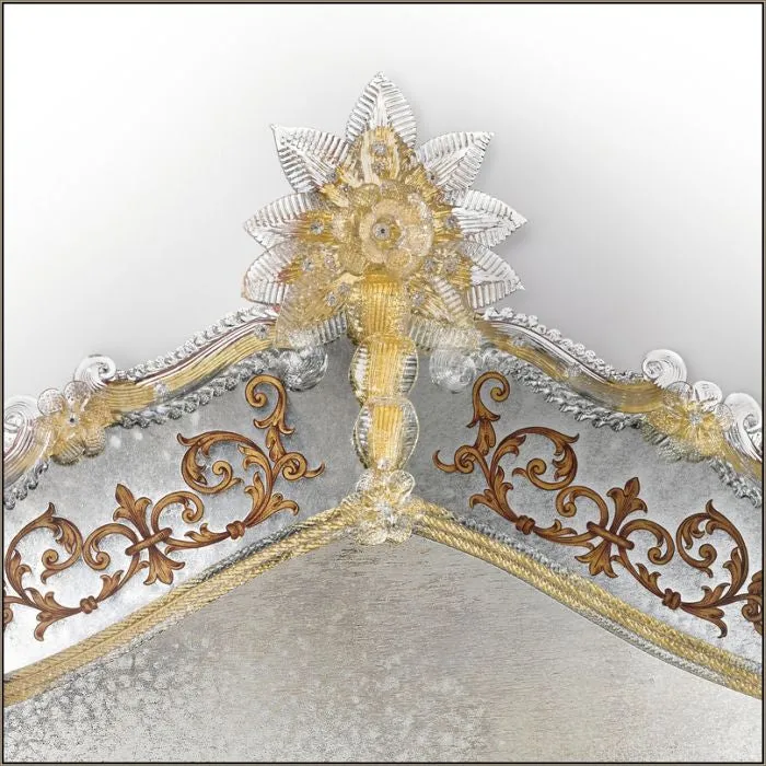 Engraved Venetian Wall Mirror With Gold Decoration